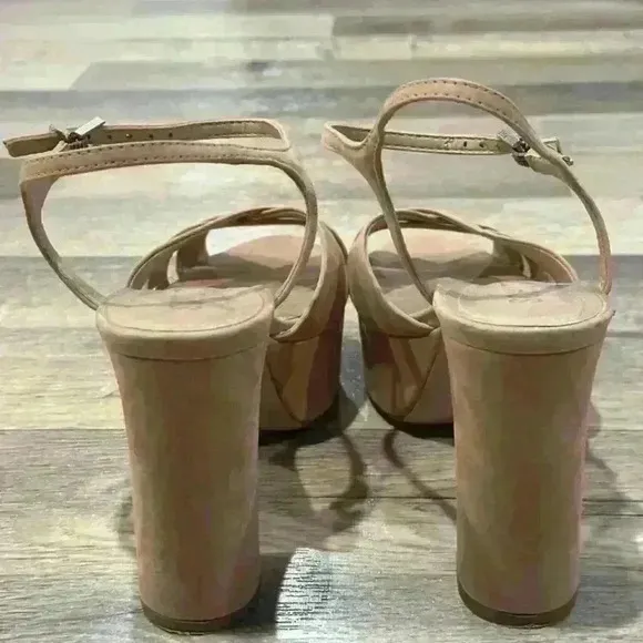 Schutz Keefa Nude Suede Platform Sandals
