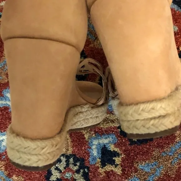 Schutz Keira Toasted Nut Fashion Espadrille Wedge Ankle Strap Sandals Size 6.5