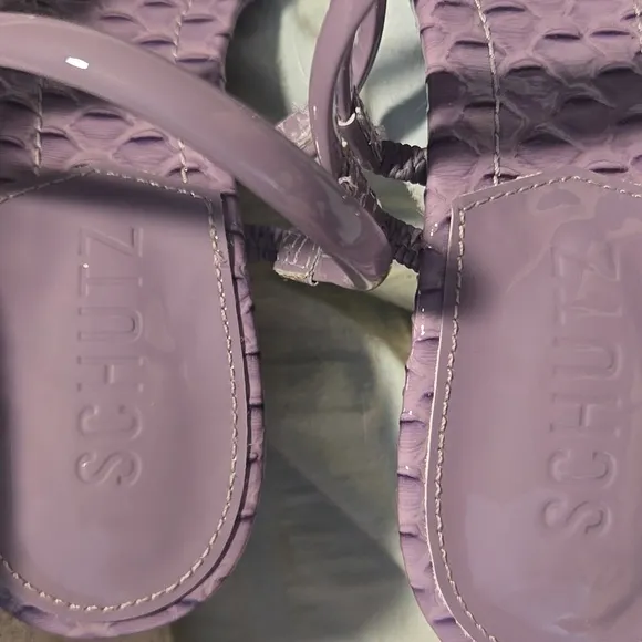 Schutz-Leather Heeled Sandals 'Lover Mid' In Orchid-Size 6.5
