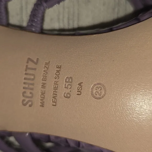 Schutz-Leather Heeled Sandals 'Lover Mid' In Orchid-Size 6.5