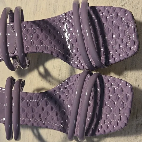 Schutz-Leather Heeled Sandals 'Lover Mid' In Orchid-Size 6.5