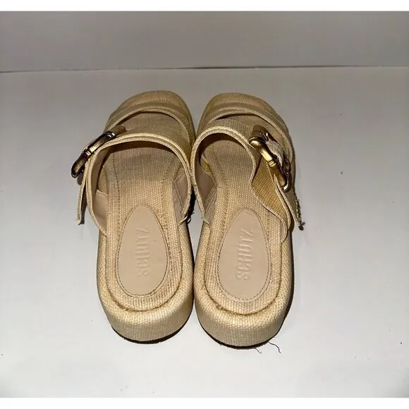 Schutz Lola Buckle Flatform Sandals Size 7.5