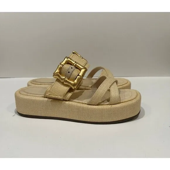 Schutz Lola Buckle Flatform Sandals Size 7.5