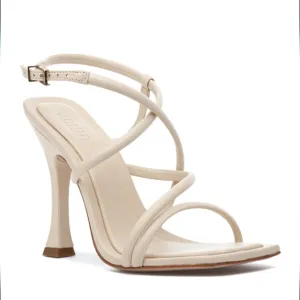 Schutz Lovi Cream White Leather Strappy Sandals Size 8B Summer Wedding