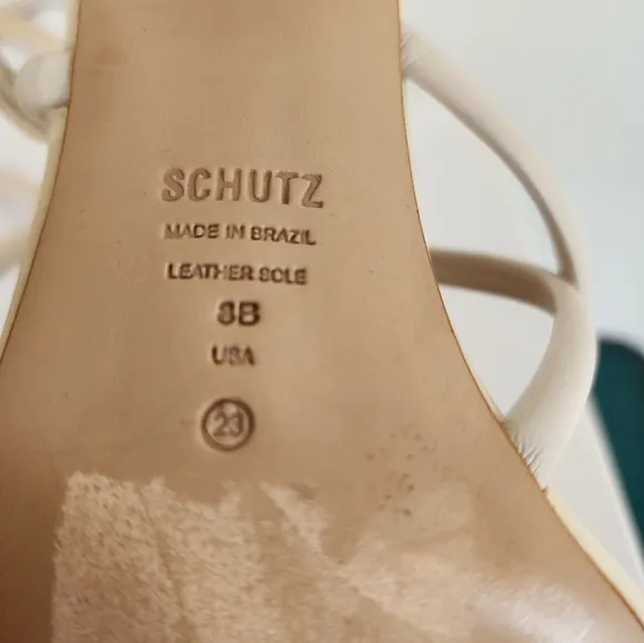 Schutz Lovi Cream White Leather Strappy Sandals Size 8B Summer Wedding