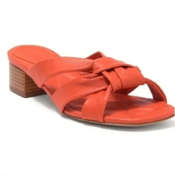 Schutz Pitanie knotted orange leather block heel sandals