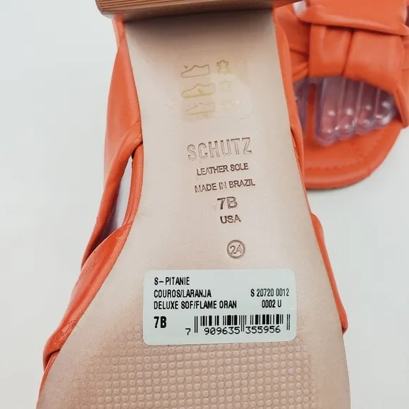 Schutz Pitanie knotted orange leather block heel sandals