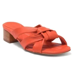 Schutz Pitanie knotted orange leather block heel sandals
