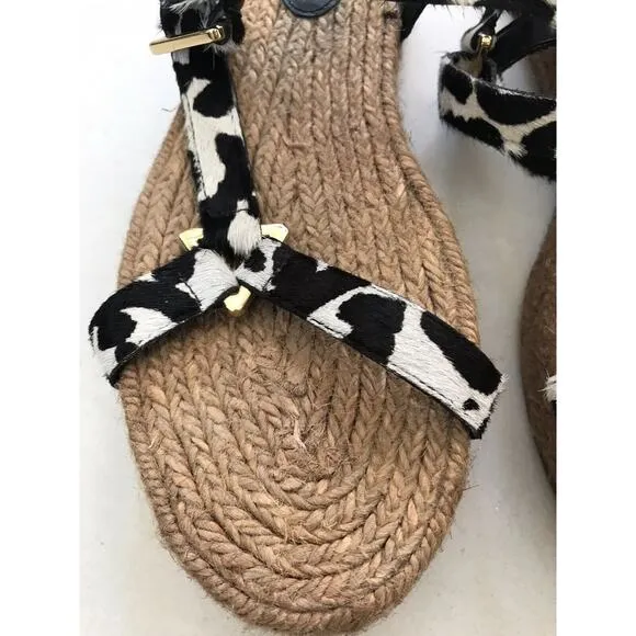 Schutz Sandalia Salto Baixo Platform Jute Animal Print Sandals