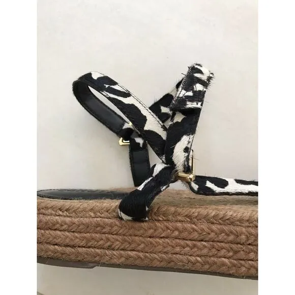 Schutz Sandalia Salto Baixo Platform Jute Animal Print Sandals