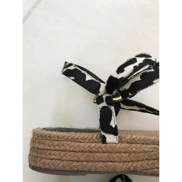 Schutz Sandalia Salto Baixo Platform Jute Animal Print Sandals