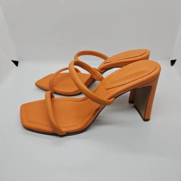 Schutz Ully Tab sandals square toe neon orange size 7B