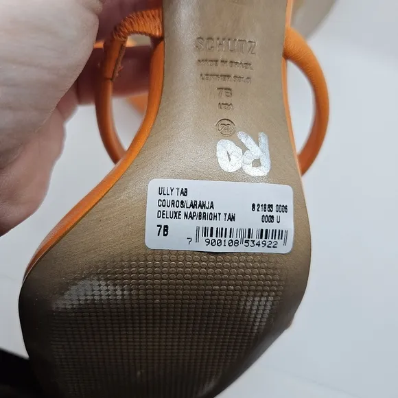 Schutz Ully Tab sandals square toe neon orange size 7B