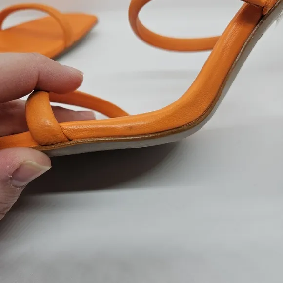 Schutz Ully Tab sandals square toe neon orange size 7B