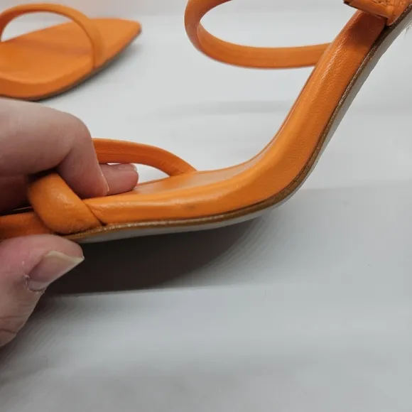 Schutz Ully Tab sandals square toe neon orange size 7B