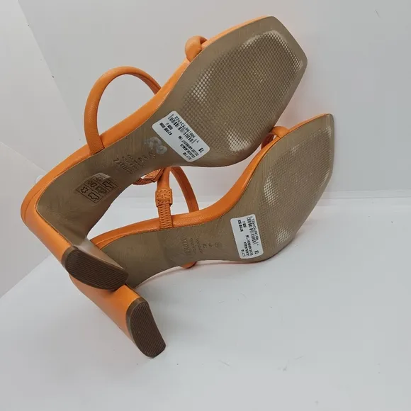 Schutz Ully Tab sandals square toe neon orange size 7B
