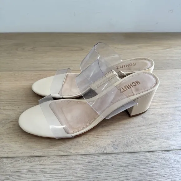 Schutz Victorie Slide Sandals Women's Sz 9 B Honey Beige Nubuck Leather NWOB
