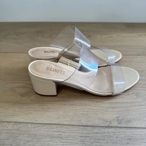 Schutz Victorie Slide Sandals Women's Sz 9 B Honey Beige Nubuck Leather NWOB