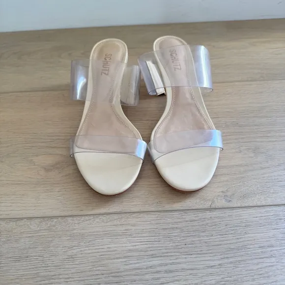 Schutz Victorie Slide Sandals Women's Sz 9 B Honey Beige Nubuck Leather NWOB
