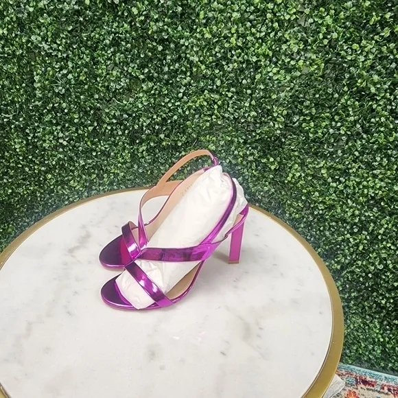 SCHUTZ Women's Dannie Slingback High Heel Sandals Fuchsia Pink Hot - Size 8