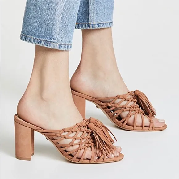 SCHUTZ WOVEN TASSEL SANDALS
