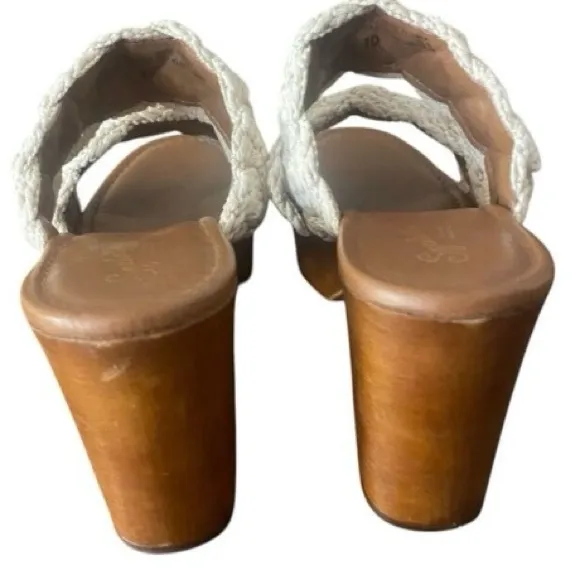 Seychelles Anthropologie Natural Braided Block Heeled Sandals Women’s Size 10