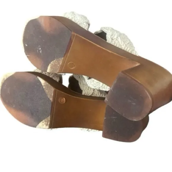 Seychelles Anthropologie Natural Braided Block Heeled Sandals Women’s Size 10