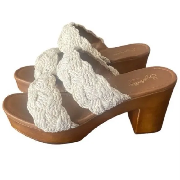Seychelles Anthropologie Natural Braided Block Heeled Sandals Women’s Size 10