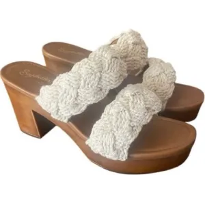 Seychelles Anthropologie Natural Braided Block Heeled Sandals Women’s Size 10