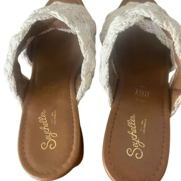 Seychelles Anthropologie Natural Braided Block Heeled Sandals Women’s Size 10