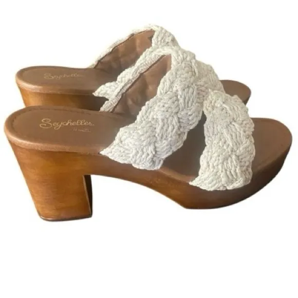 Seychelles Anthropologie Natural Braided Block Heeled Sandals Women’s Size 10