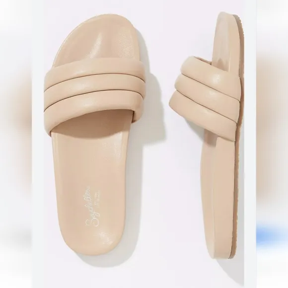 Seychelles Low Key Leather Ribbed Slide Sandals Summer Beach Shoes Slides