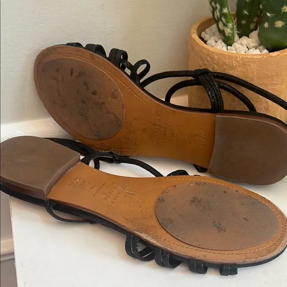 Sezane Gloria Low Black Strappy Sandals