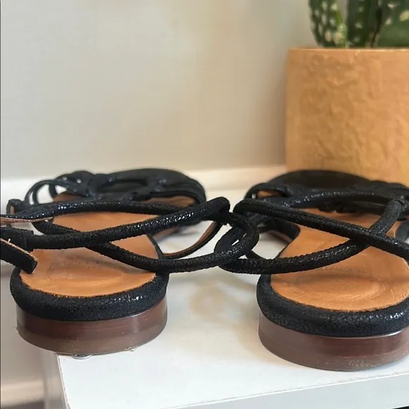 Sezane Gloria Low Black Strappy Sandals