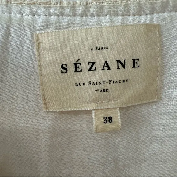 Sezane Lizzie Textured Jacquard Drop Waist Dress Size 6 EU 38