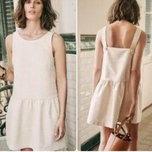 Sezane Lizzie Textured Jacquard Drop Waist Dress Size 6 EU 38