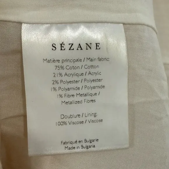 Sezane Lizzie Textured Jacquard Drop Waist Dress Size 6 EU 38