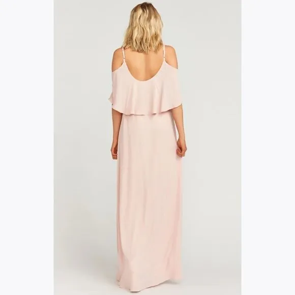 SHOW ME YOUR MUMU Caitlin Ruffle Maxi Dress sz XS Women's Pink Bridesmaid Gown