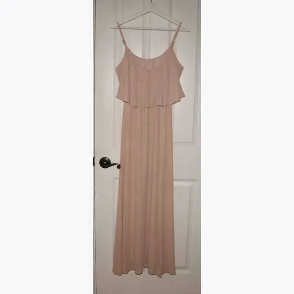 SHOW ME YOUR MUMU Caitlin Ruffle Maxi Dress sz XS Women's Pink Bridesmaid Gown