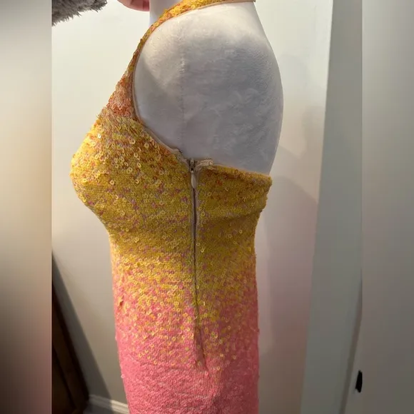 Show Me Your MuMu Samba Midi Maxi Halter Dress Sundown Ombre Sequins size small