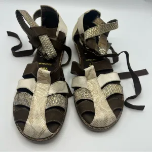 Siga Gladiator Sandals Shoes Women Sz 9 Multi Brown Reptile Print Confort Padded