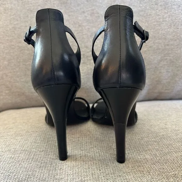 Sigerson Morrison Phoebe T Strap Heeled Sandals Stilettos Black Size 9.5 US