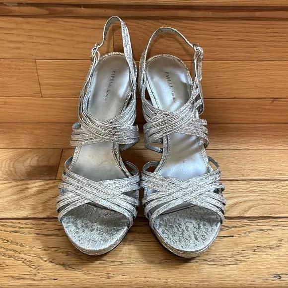Silver High Heels Party Wear Sandals Size 9
