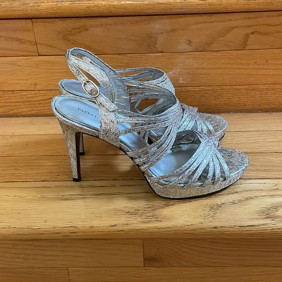 Silver High Heels Party Wear Sandals Size 9
