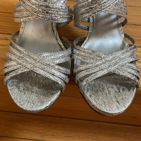 Silver High Heels Party Wear Sandals Size 9