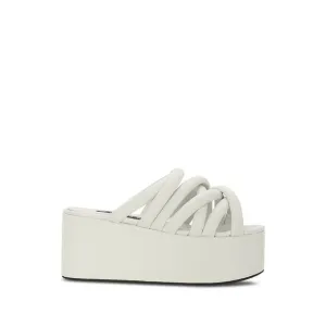 SIMON MILLER Womens Ivory Maze Macada Round Toe Platform Slip On Sandals 39