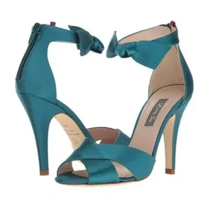 SJP Sarah Jessica Parker Ankle Strap Bow Buckingham Sandals Heels Size 38.5 8