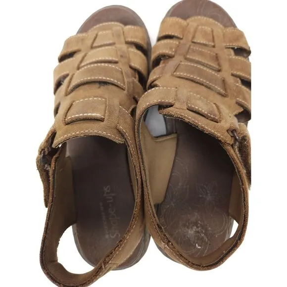 Sketchers Sandals Shape Ups Fisherman Brown Leather Walking Toning Womens 7