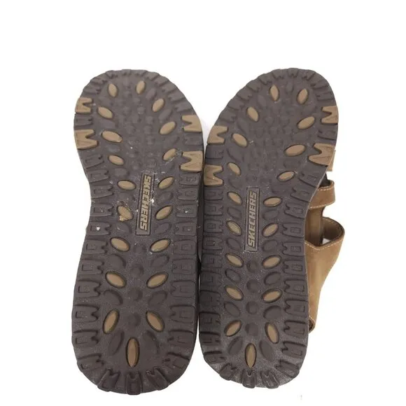 Sketchers Sandals Shape Ups Fisherman Brown Leather Walking Toning Womens 7