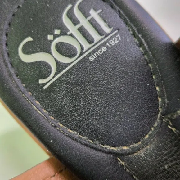 Sofft Black Leather Comfort Sandals Size 7M